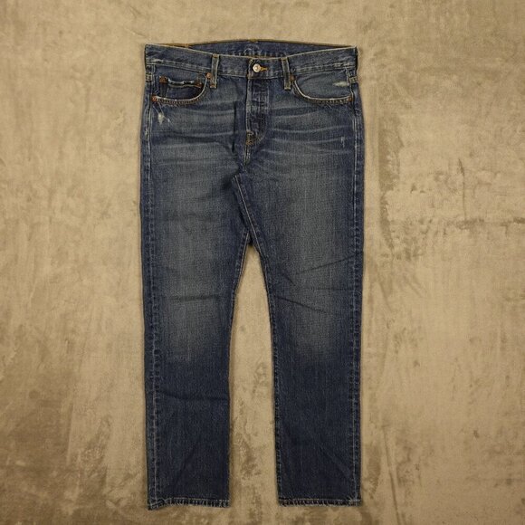 Levi's Jeans 501 Original Fit men's 31x32 blue denim red tab button fly distress - Picture 1 of 15
